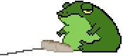 Frog waiting at a keyboard